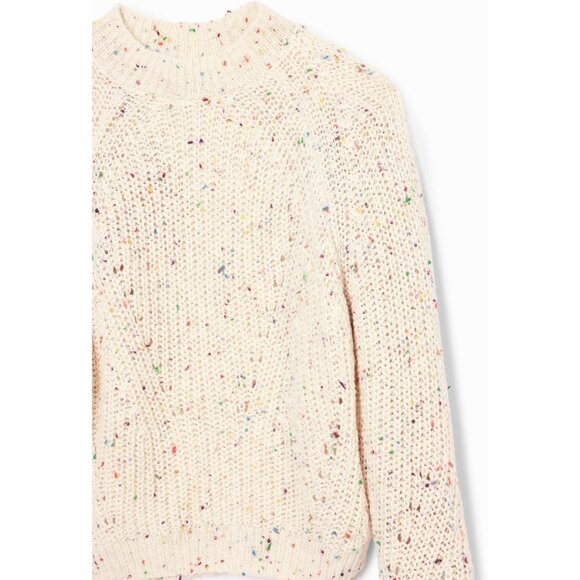 Women's White Thick Gauge Knit Pullover Large Acrylic Polyamide Polyester - Picture 7 of 7